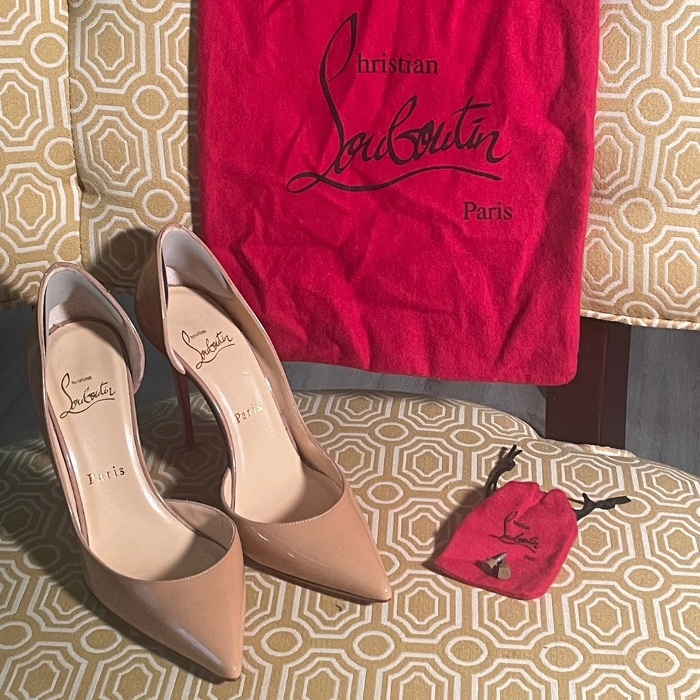 Authentic Christian Louboutin heels with dust bag for shoes and heel tips